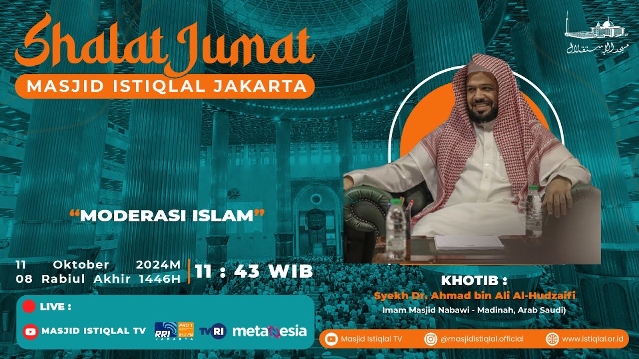 SHOLAT JUMAT | Khotib :   Syekh Dr. Ahmad bin Ali Al-Hudzaifi | 10.10.2024