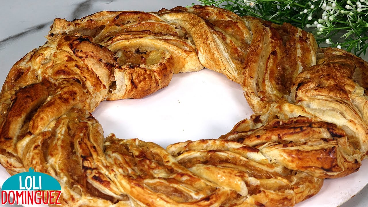 ROSCO DE HOJALDRE DE CREMA Y MANZANA. Un rosco ideal para celebrar el día de reyes o día festivo