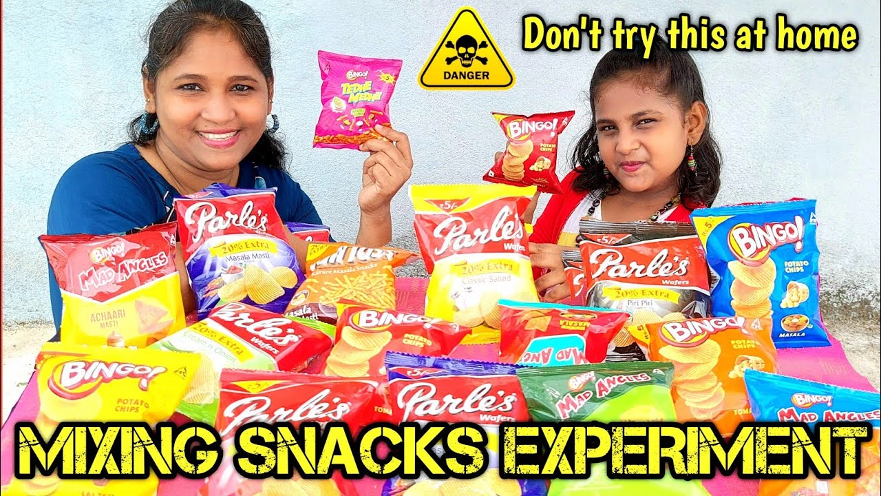 Mixing all snacks together Experiment | Testing snack Experiment | Monika Prabhu