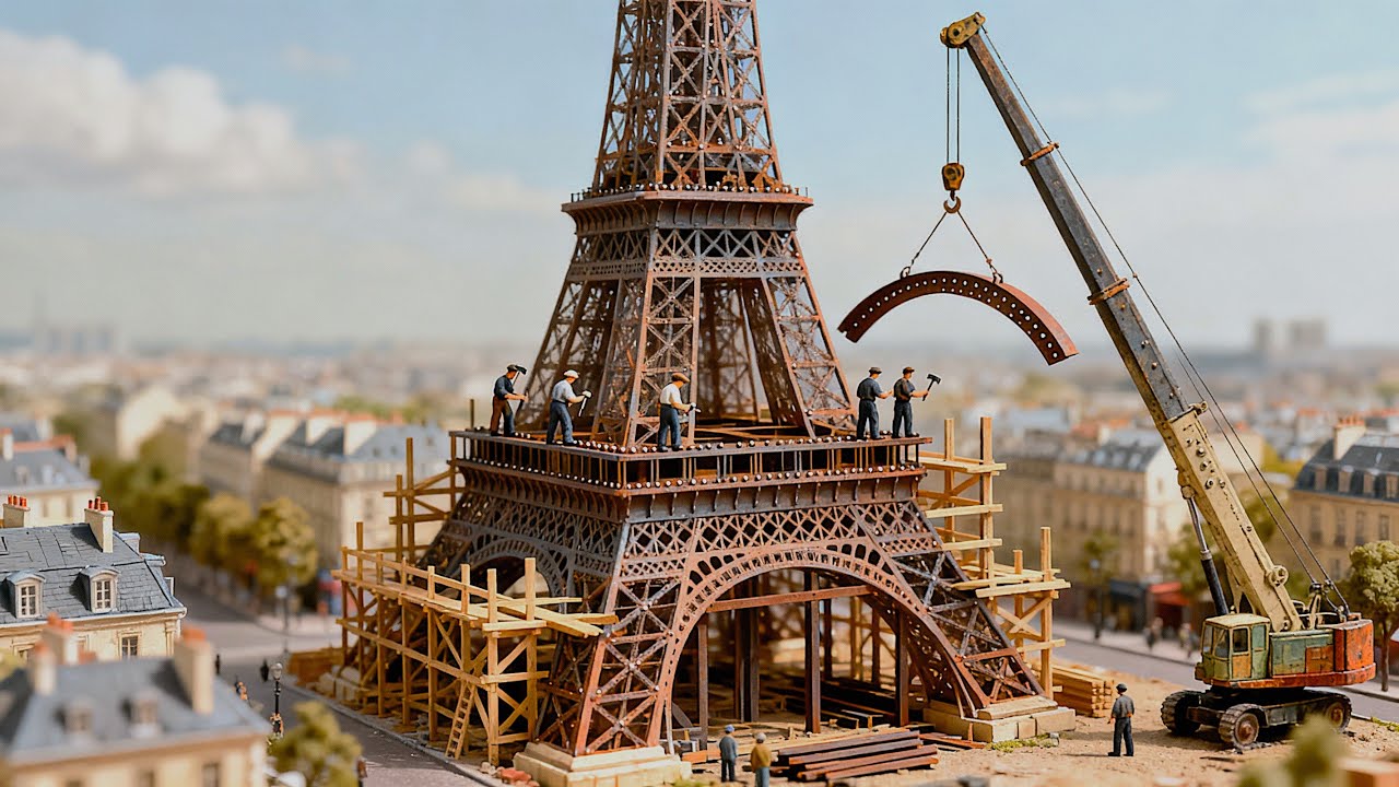 Miniature Construction: Building the Eiffel🗼🏗️Full Process ASMR