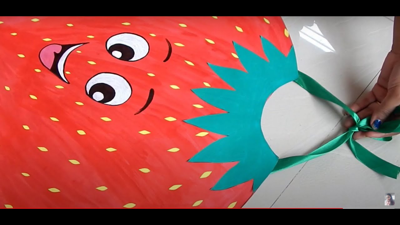 How to make Strawberry Fancy Dress|Fruit Fancy costume idea for competition |Paper fruit fancy dress