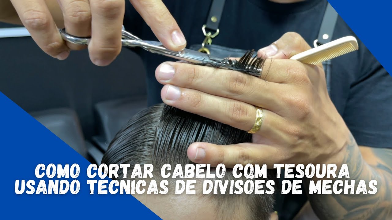 COMO CORTAR CABELO COM TESOURA USANDO TÉCNICAS DE DIVISÕES DE MECHAS