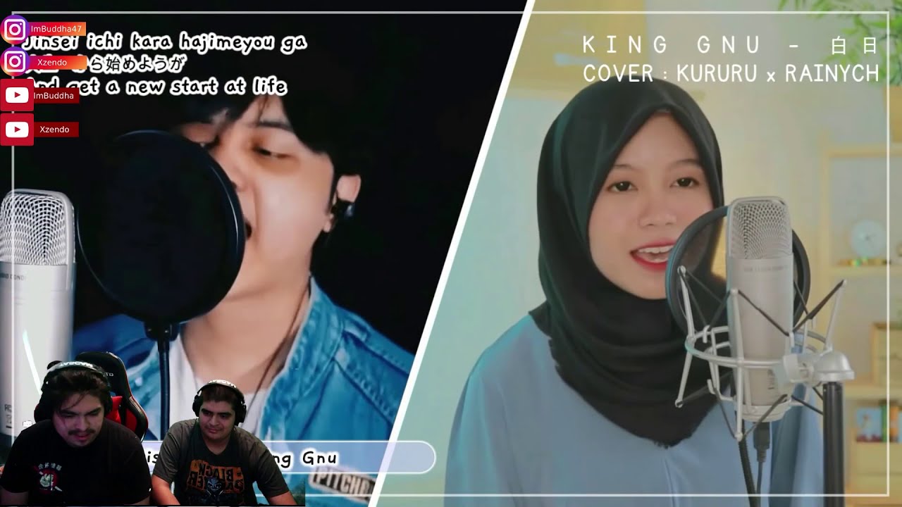 【Rainych x Kururu】 Hakujitsu (白日) - King Gnu (cover) | REACTION VIDEO!
