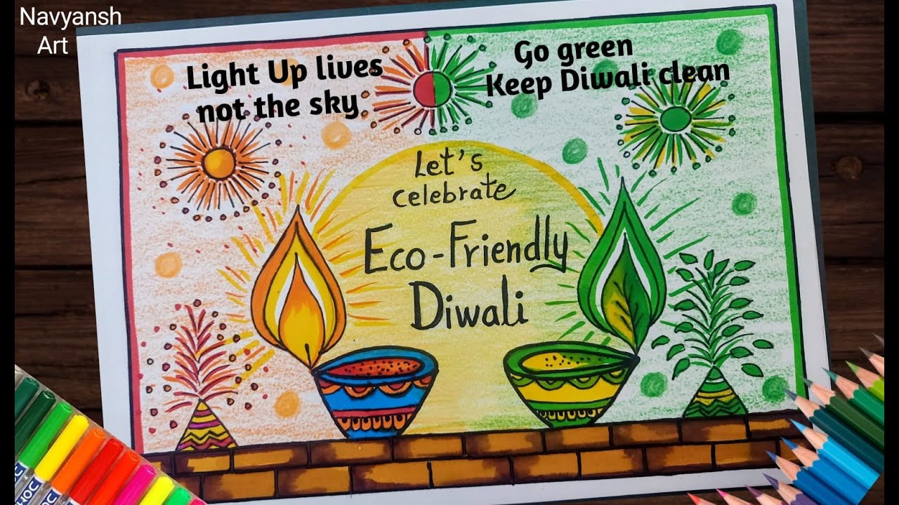 Eco Friendly Diwali poster drawing / Green Diwali drawing / Pollution free Diwali poster drawing