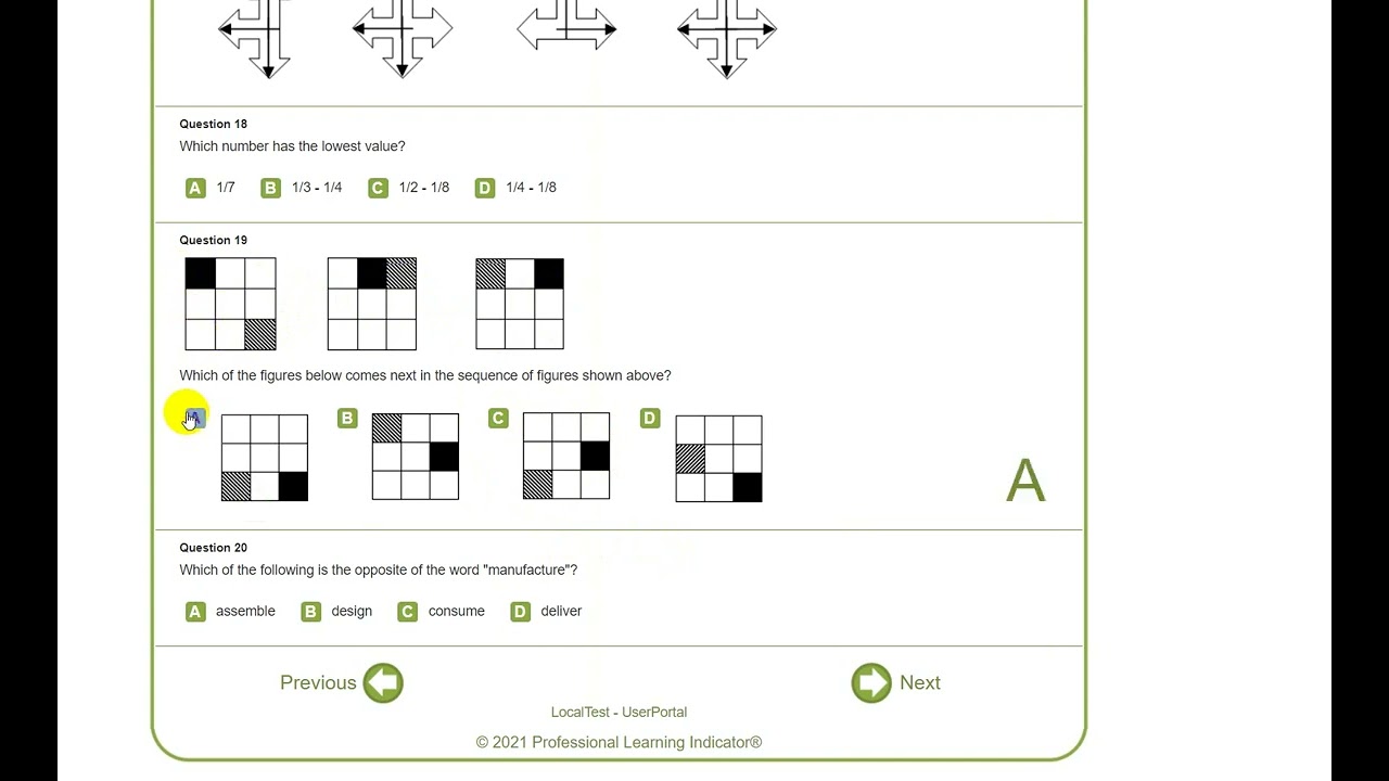 PI Cognitive Assessment 50 Questions 12mins - Test Done
