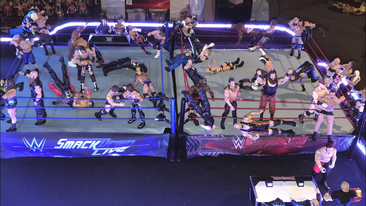 WWE 40 Man Battle Royal RAW vs Smackdown Live - 2 Ring Chaos 2017