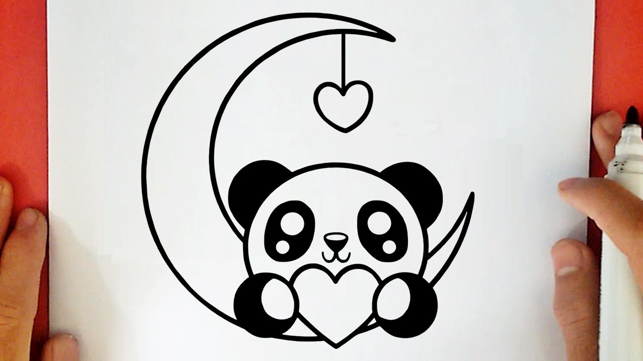 COMMENT DESSINER UN PANDA ET LA LUNE KAWAII