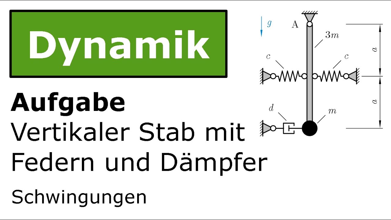 ⚙️ Vertikaler Stab mit Federn und Dämpfer [Technische Mechanik, Dynamik, Schwingungen]
