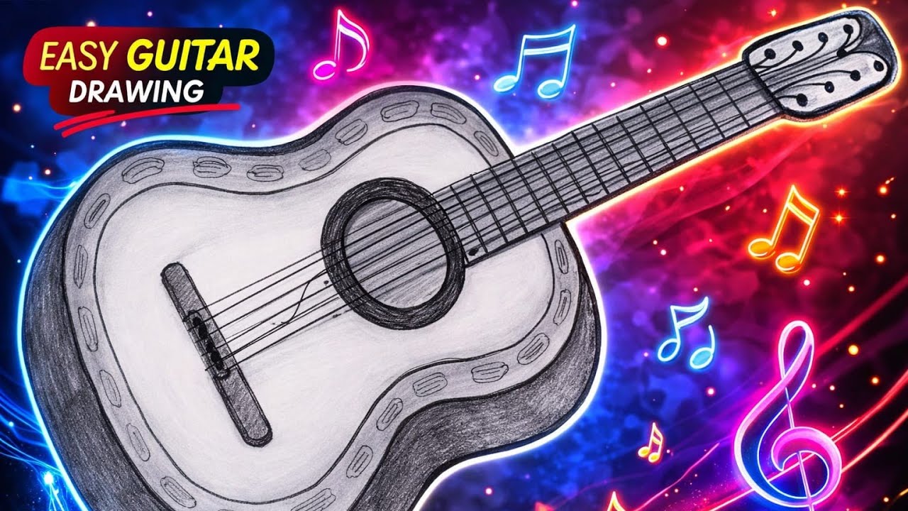I Tried a Realistic Guitar Sketch… The Final Result 😱🎻
