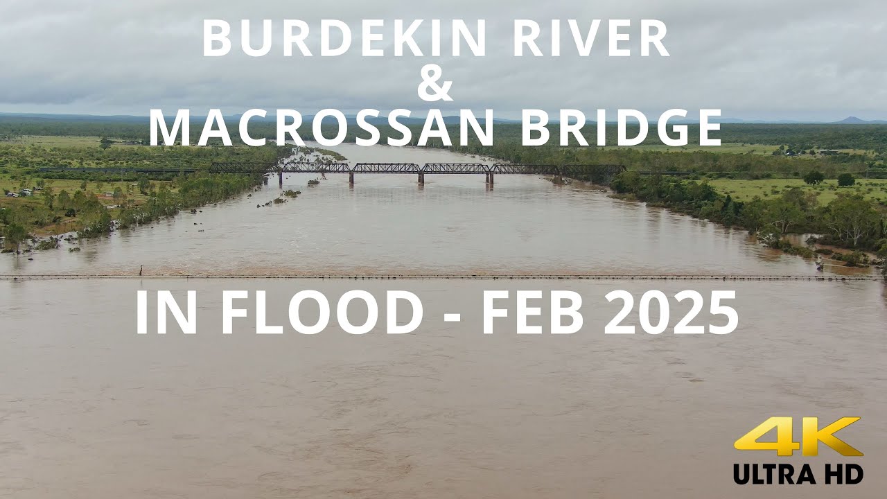 Burdekin River at Macrossan Bridge In Flood 2025