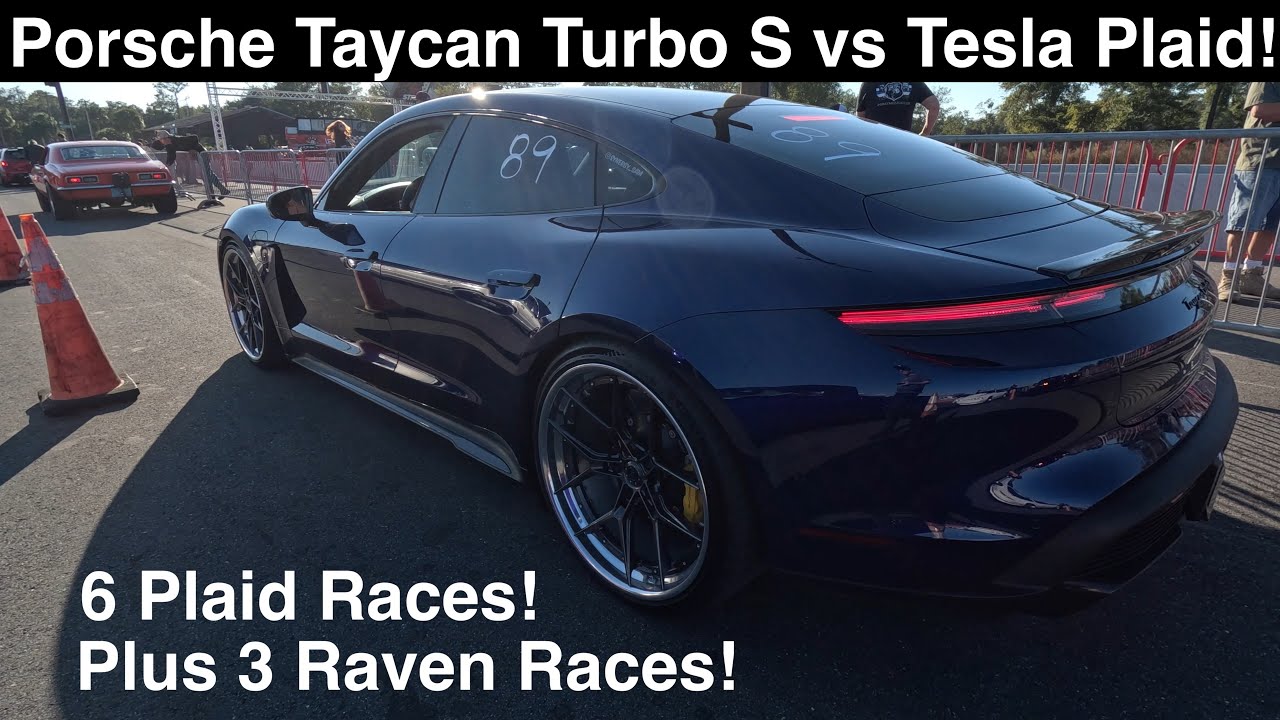 Porsche Taycan Turbo S против Tesla Plaid! 3 раза! Плюс 434-кубовый Camaro! 3 Mustang! IONIQ5 N! ...