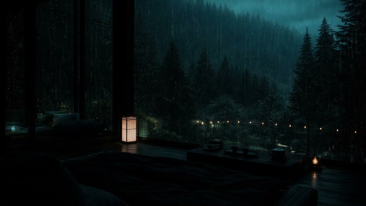 🌧 Calming Rain in a Quiet Dark Bedroom (No Ads) | Peaceful Rain Sounds for Deep Sleep & Relaxation