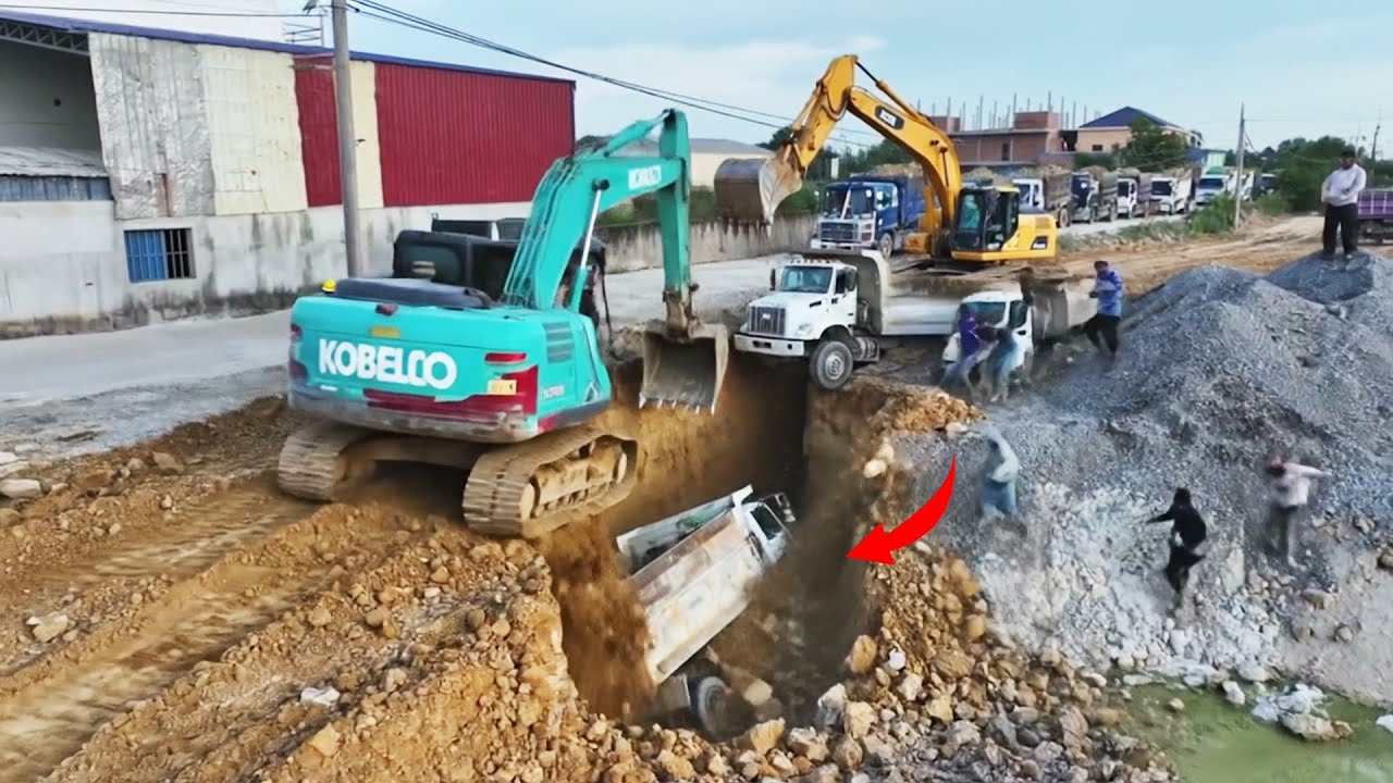 EXTREME CONSTRUCTION 😱 Massive Land Filling Done Right Trucks & Bulldozers Fill Massive Land Area