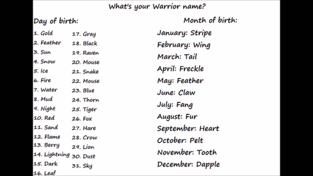 Warrior Name Genorator
