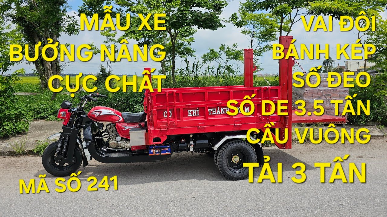 Mẫu xe ba bánh máy xăng siêu víp có BƯỞNG nâng giao khách Nghệ An 