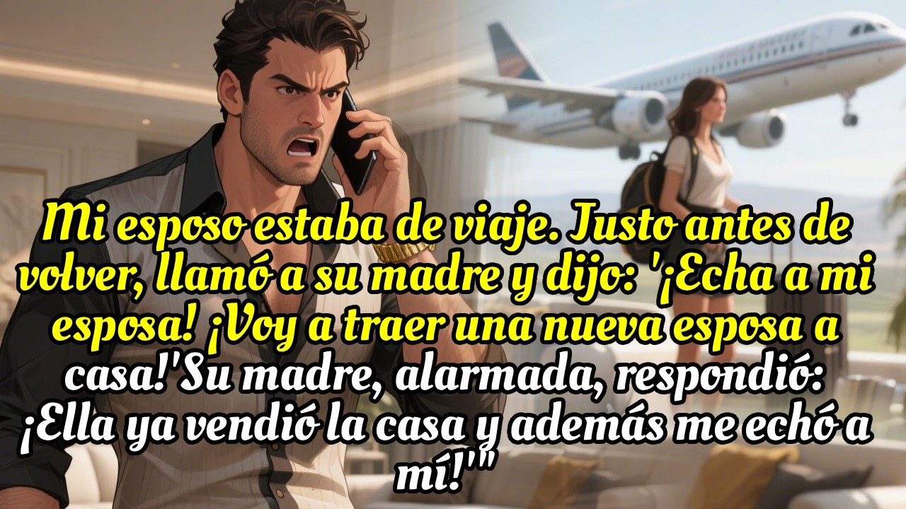 Un esposo llamó a su mamá durante un viaje✈️: “¡Echa a mi esposa!” Ellarespondió: “🏠💰, se fue!”😱