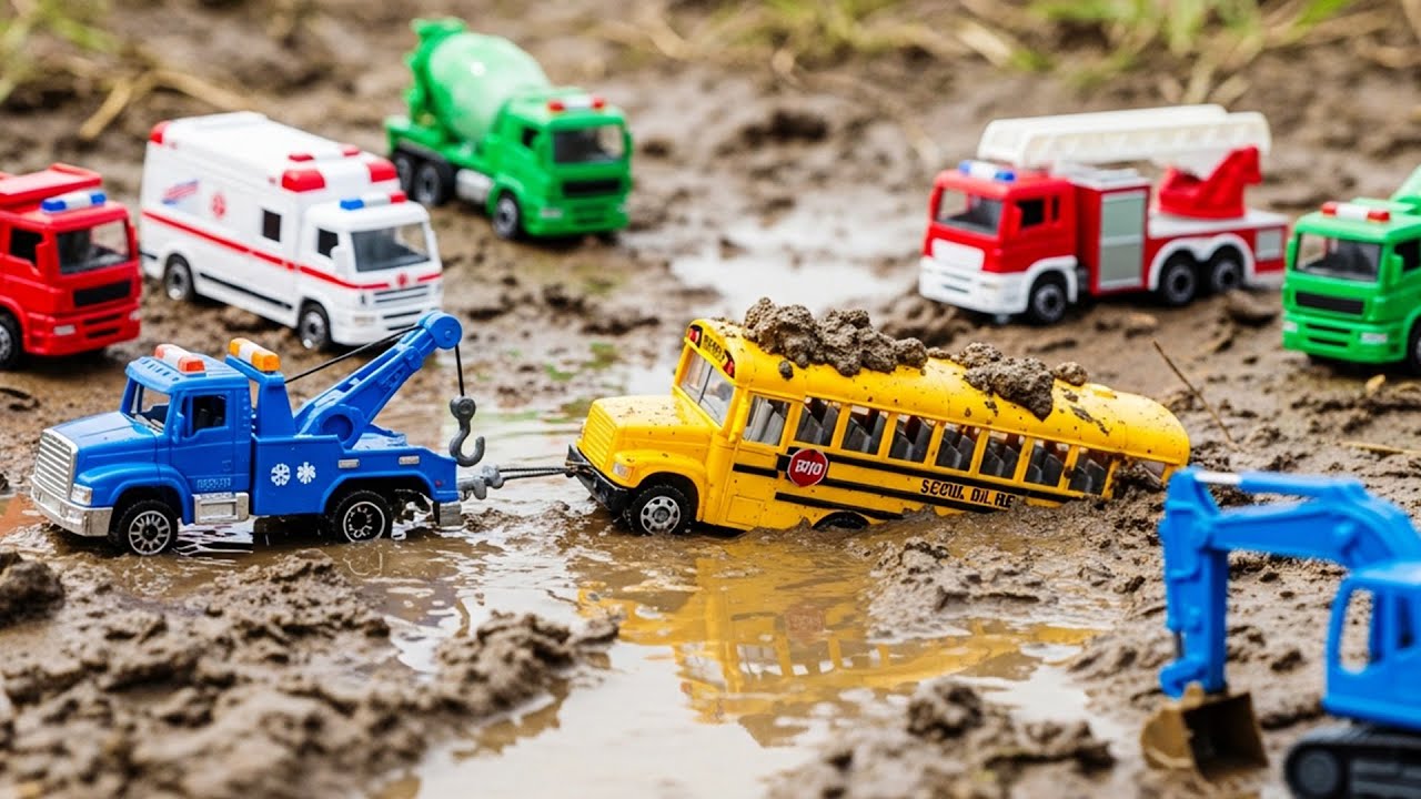 Oh No! Cars Stuck in Trouble 🚚🚌🚑 Rescue by Tow Truck!! + More Nursery Rhymes & Kids Songs