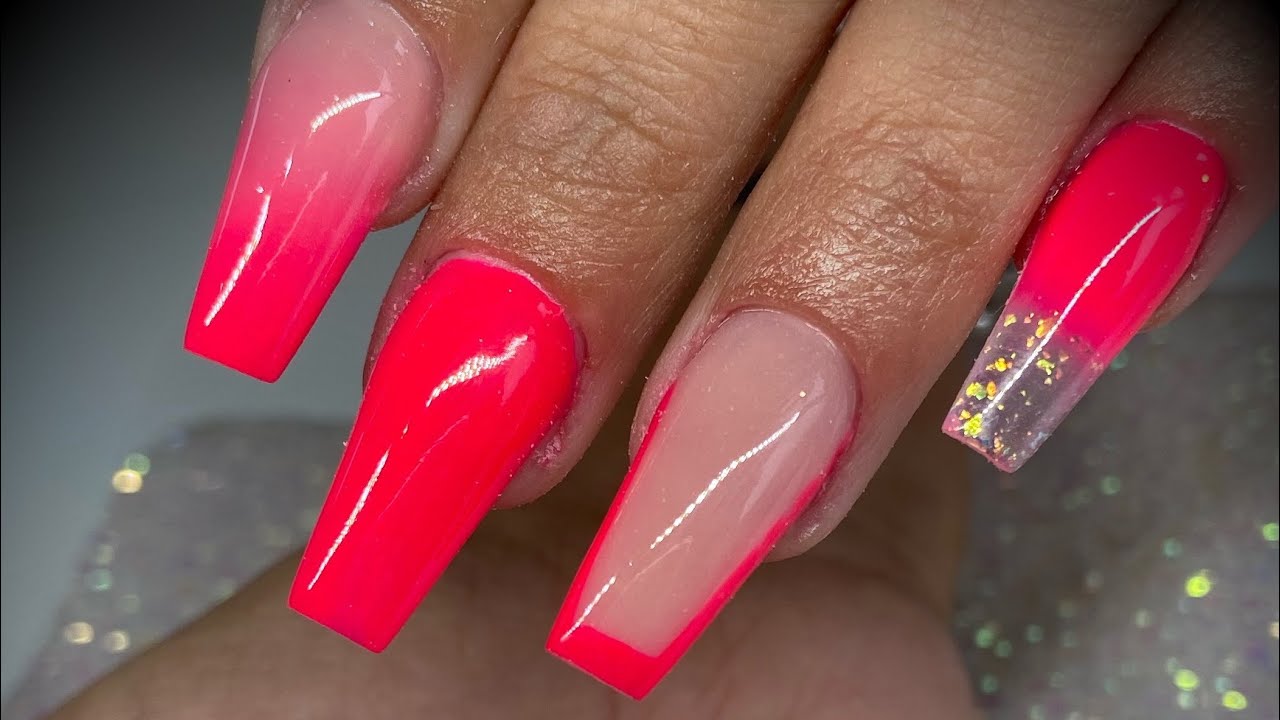 Acrylic nails - custom mixed pink coloured acrylic design set