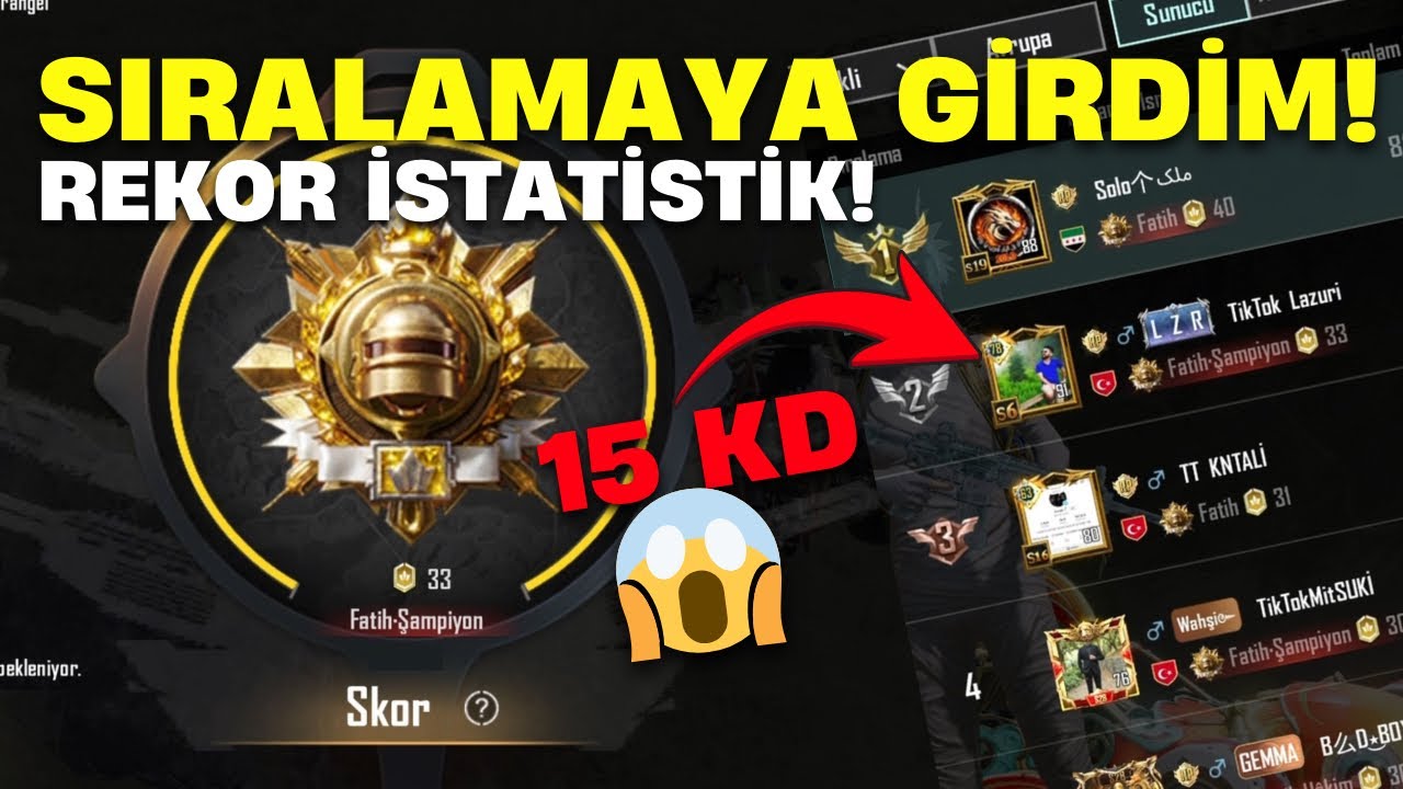 AVRUPA TEKLİ SIRALAMASI 2. SIRAYA  REKOR İSTATİSTİKLE YERLEŞTİM! LAZURİ SOLO PUBG MOBİLE