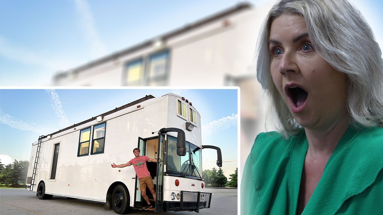 I turned a SCHOOL BUS into a LUXURY tiny home - BRITS React