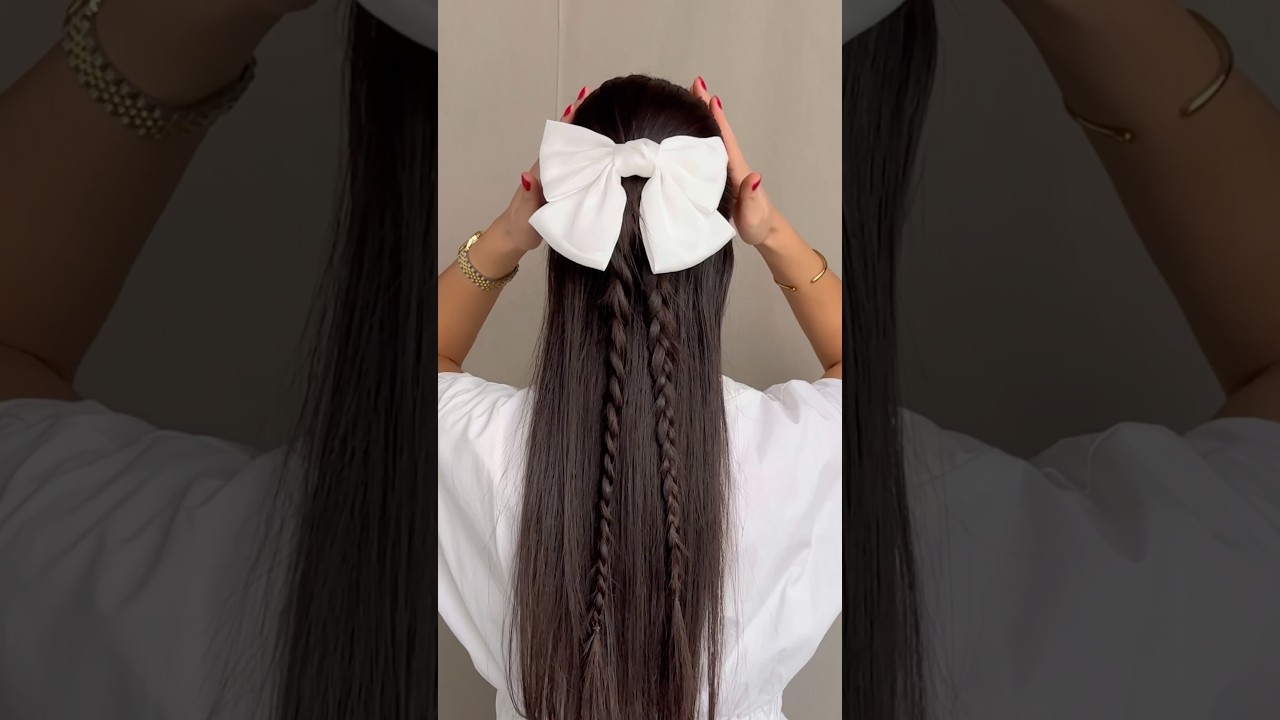 Easy and quick hairstyles for long hair 🤍✨ #hairstyle #hair #christmas #hairtok #shorts