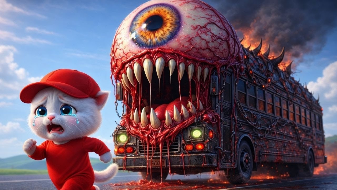 “Terrifying Monster Bus Chases Crying Cat | Dark Horror Animation Story | Cinematic Nightmare”