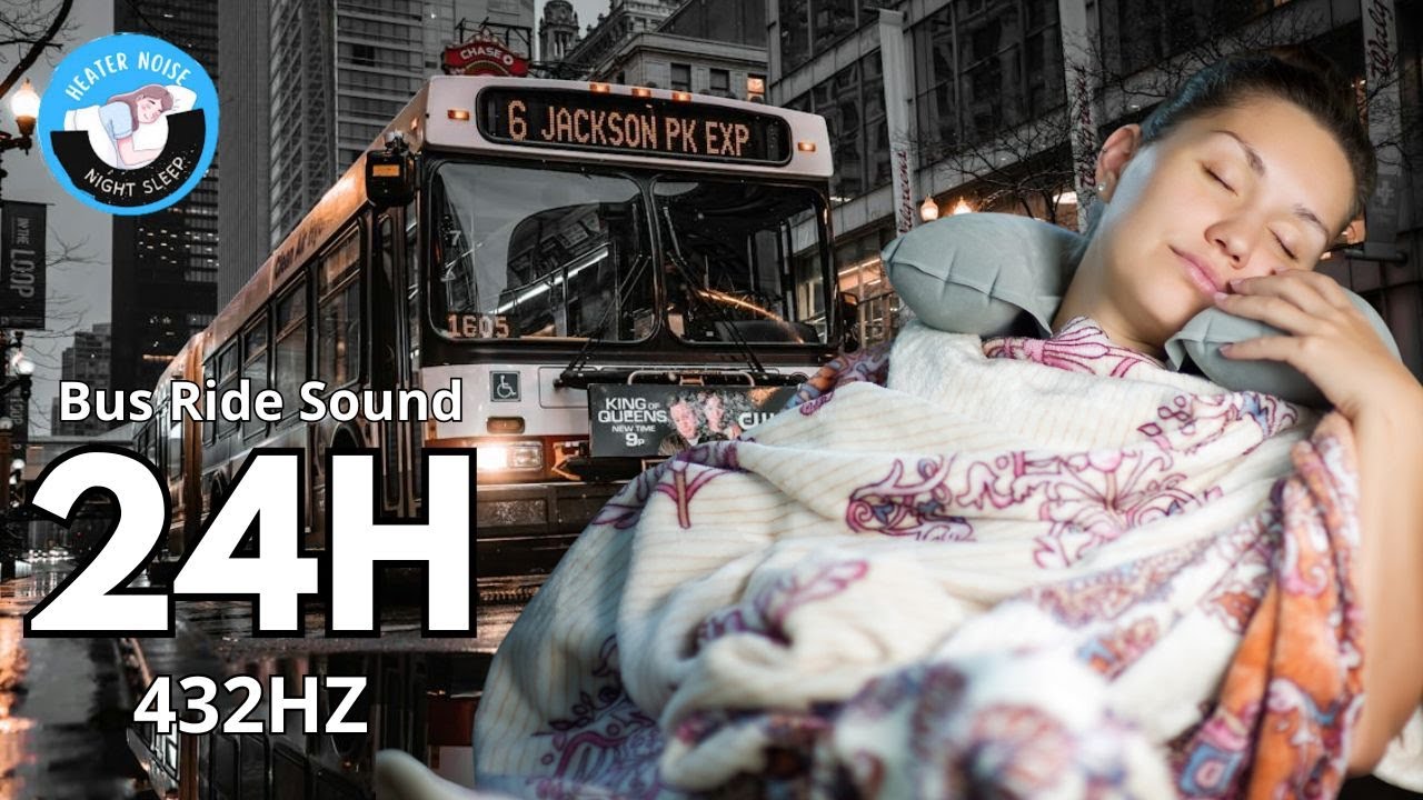 Heater Sound 432hz For Deep Sleep - Night Bus Ride Sound, Bus Ambience- Black Screen
