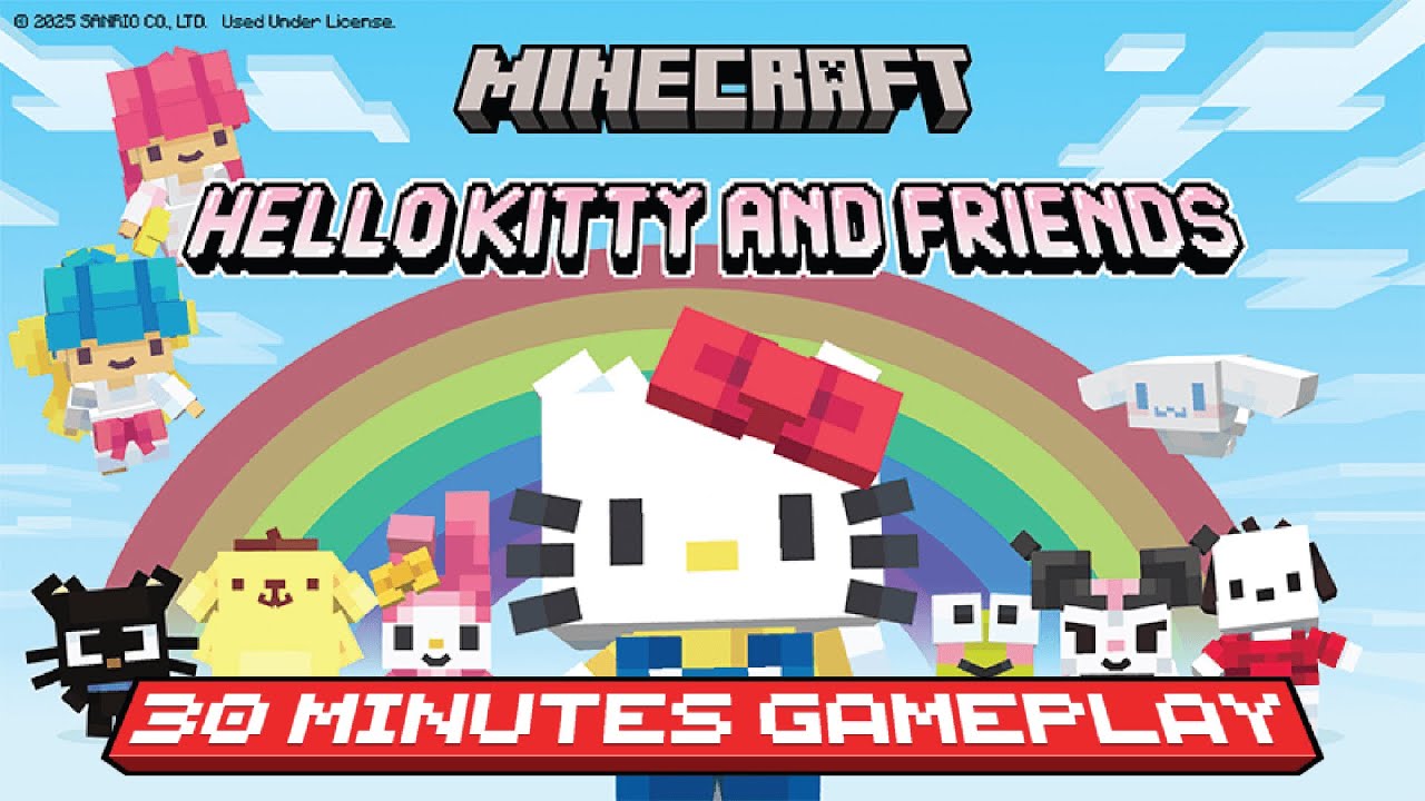 Minecraft x Hello Kitty - 30 Minutes of Gameplay | Minecraft Bedrock Map