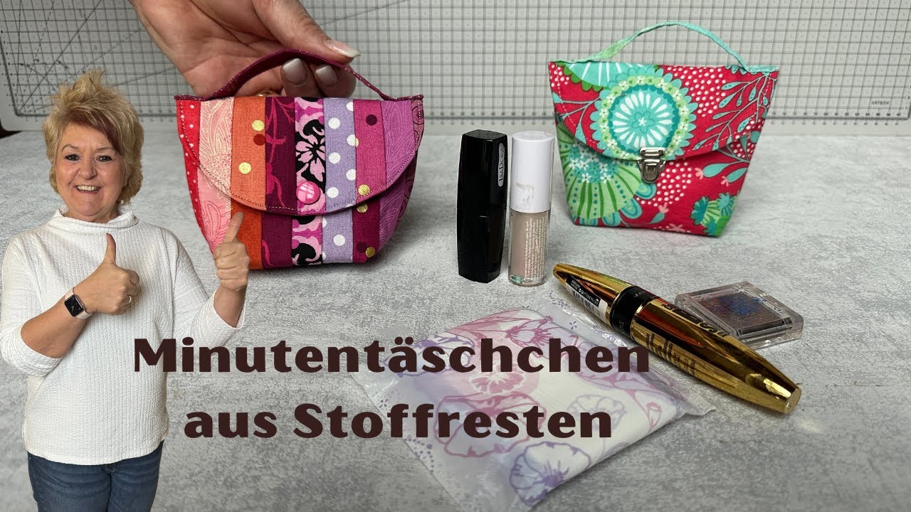Nähe in 15 Minuten ein süßes Täschchen mit Henkel - Schritt für Schritt - DIY