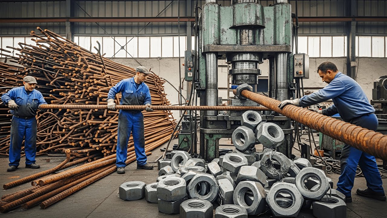Incredible Hex Nut Bolt Manufacturing Process From Recycle Rusty Iron Rod Inside Factory