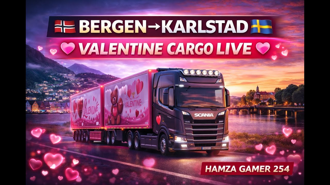 LIVE TMP 🔴 Valentine Cargo Run | Bergen → Karlstad | Realistic TMP Drive | Hamza Gamer 254