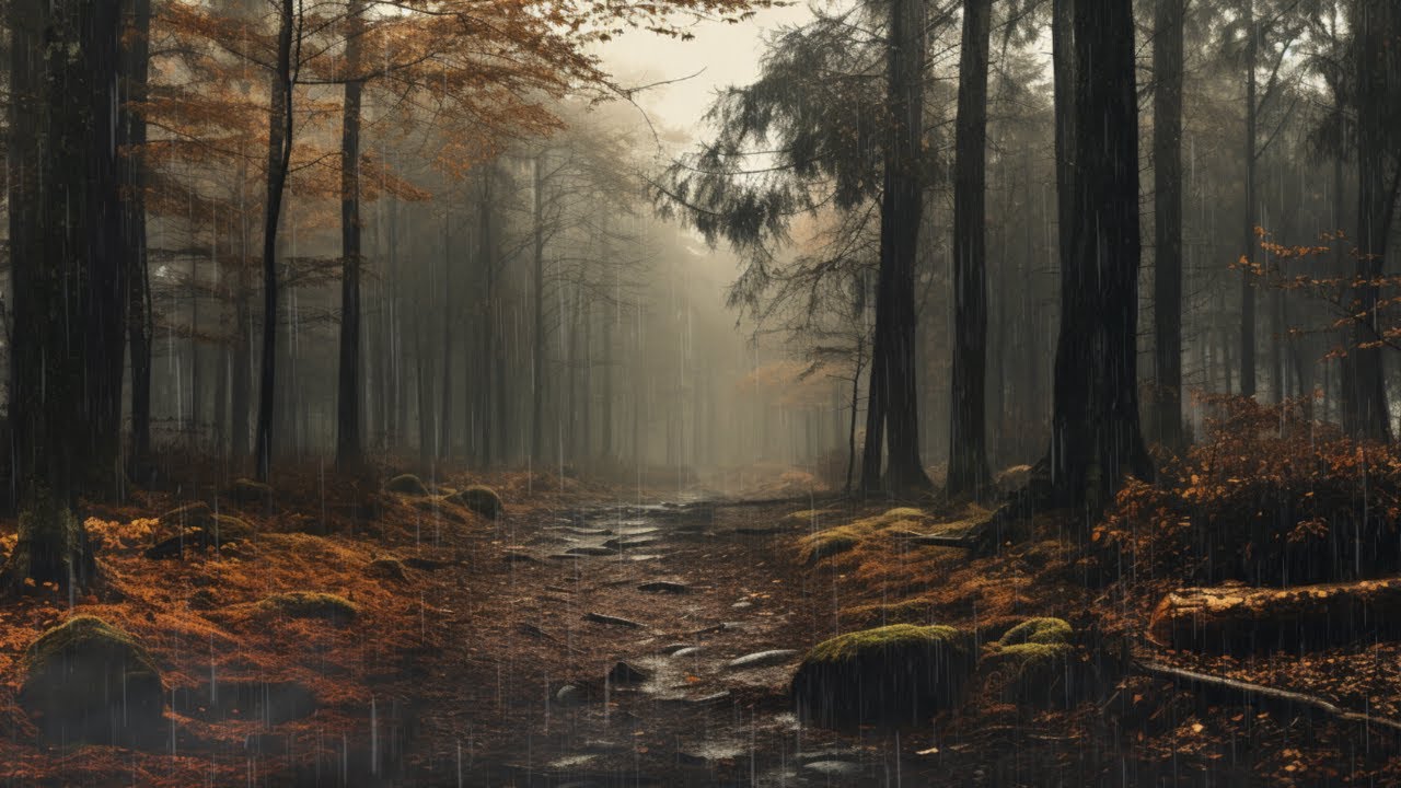 Forest Ambience 🍂 | Rain Sounds in a Misty Forest 🌧️ Autumn Ambience