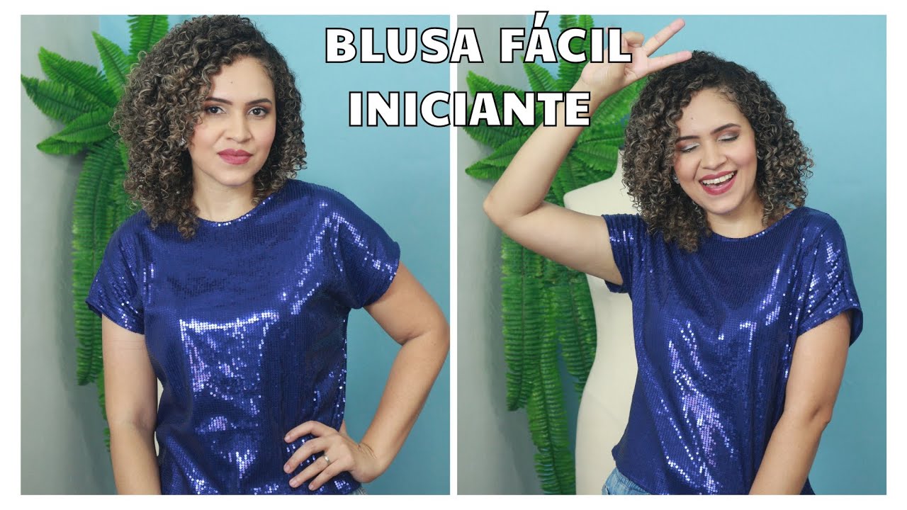 Blusa fácil de paetê para iniciantes, com 50 cm de tecido