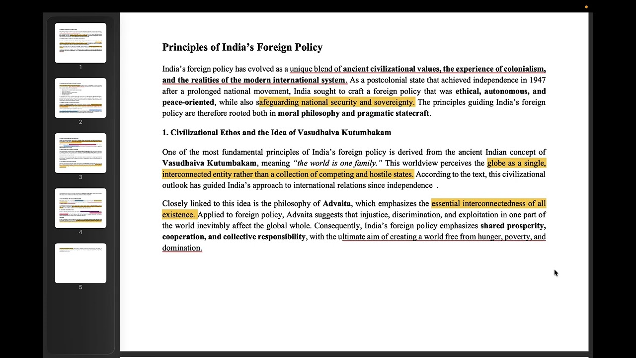 Principles of India's Foreign Policy