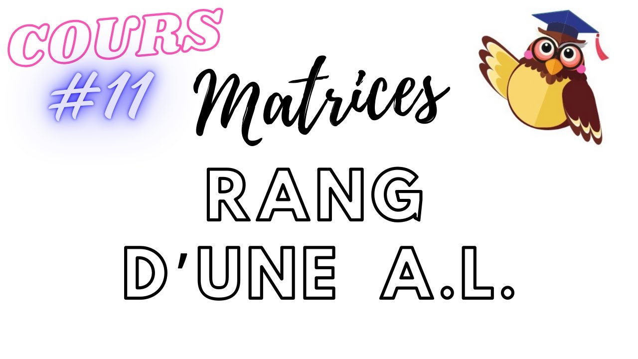 RANG d'une matrice et RANG d'une APPLICATION LINÉAIRE - Cours ECG Maths APPRO/Maths APPLI