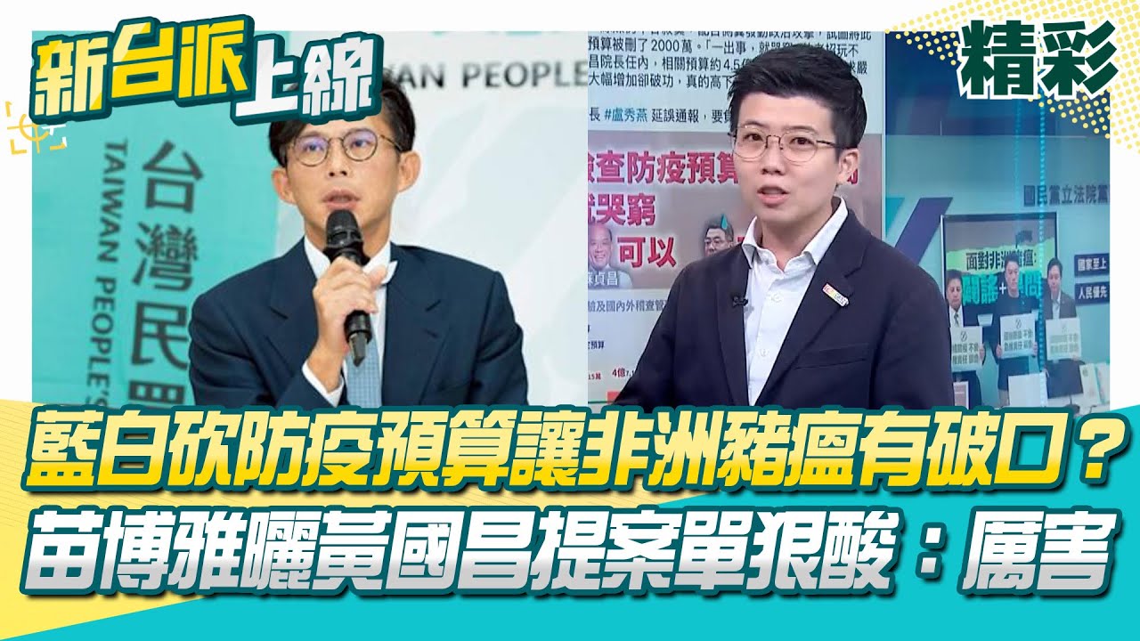 藍白砍防疫預算讓非洲豬瘟有破口？黃國昌2025年提刪食品邊境查驗預算 稱檢驗破口未補足..卻提案刪減預算？苗博雅曬提案單狠酸：厲害！│李正皓 主持│【新台派上線 精彩】20251023│三立新聞台