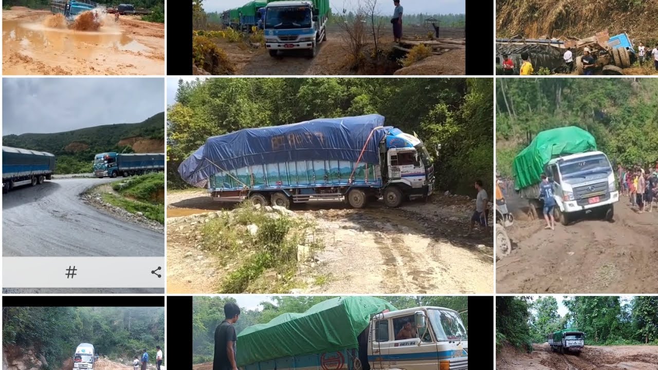 Myanmar Truck videos dangerous road