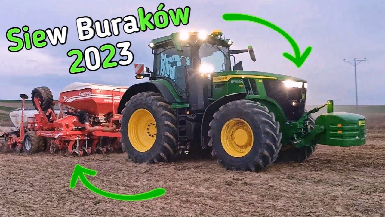 🚜Pasowy Siew Buraków 2023🚜John Deere 7r & Czajkowski STK 300+Siewnik punktowy Khun🔥
