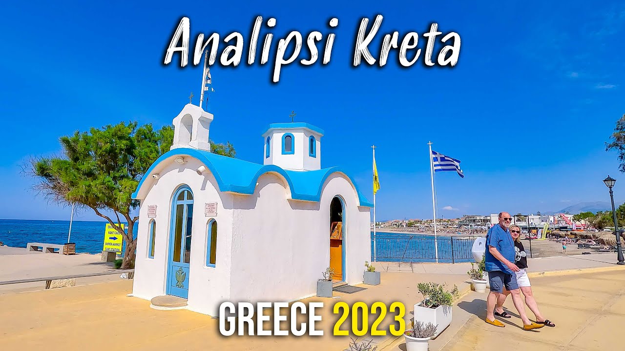 Analipsi Crete, walking tour 4k, DRONE shots, Kreta, Greece 2023