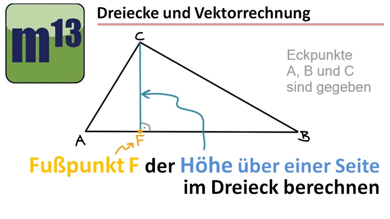 Dreiecke und Vektorrechnung: Fußpunkt der Höhe über Grundseite im Dreieck bestimmen