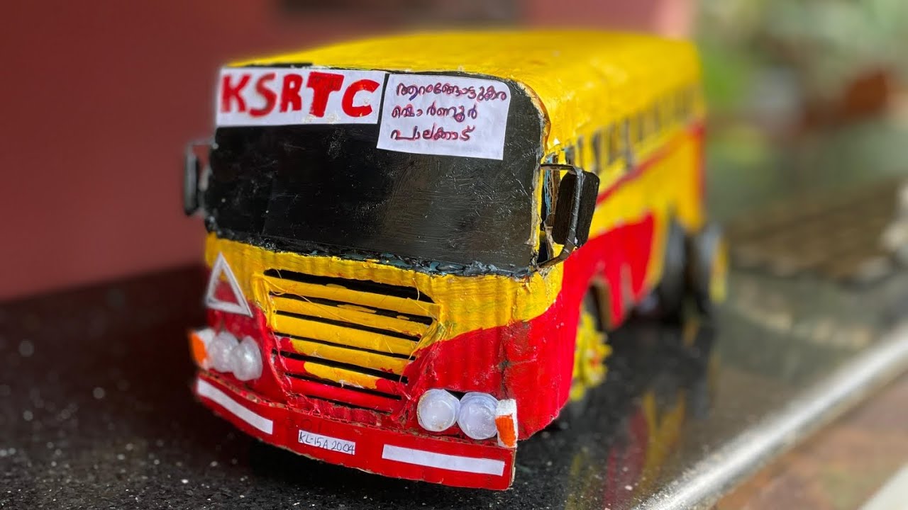 KSRTC bus making cardboard miniature #diycardboard #craft 