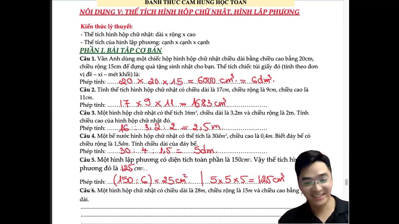 Toán 5 - Ôn Tập Giữa HKII Thể Tích hình hộp chữ nhật, hình lập phương [Cực Hay] |Thầy Sơn TopMath