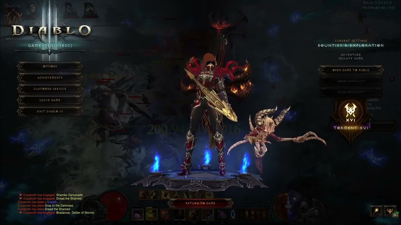 DIII:RoS v2.8.0.99920|Non-Seasonal| Demon Hunter | Solo GR 138 Overall Rank 156 / Marauder Rank 47