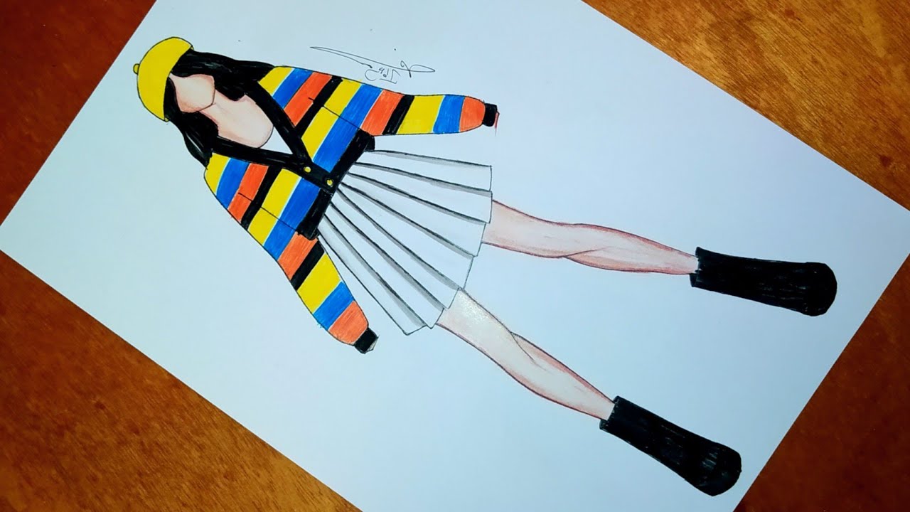 تعلم رسم ازياء كورية سهلة جدا خطوة بخطوة 4 | رسم أزياء كاجوال