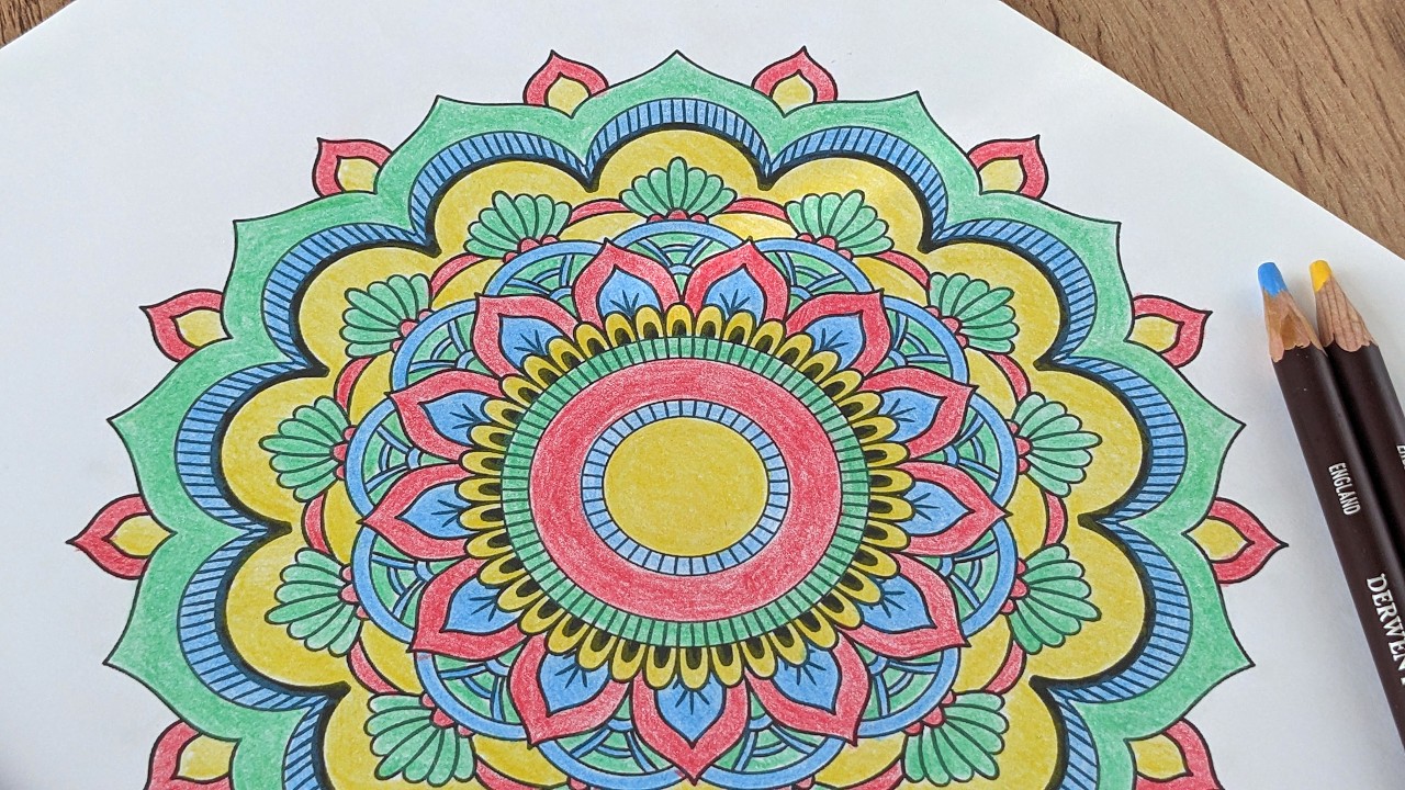 Color With Me: Relaxing Mandala Coloring Page - Pencil Sound (No Talking)