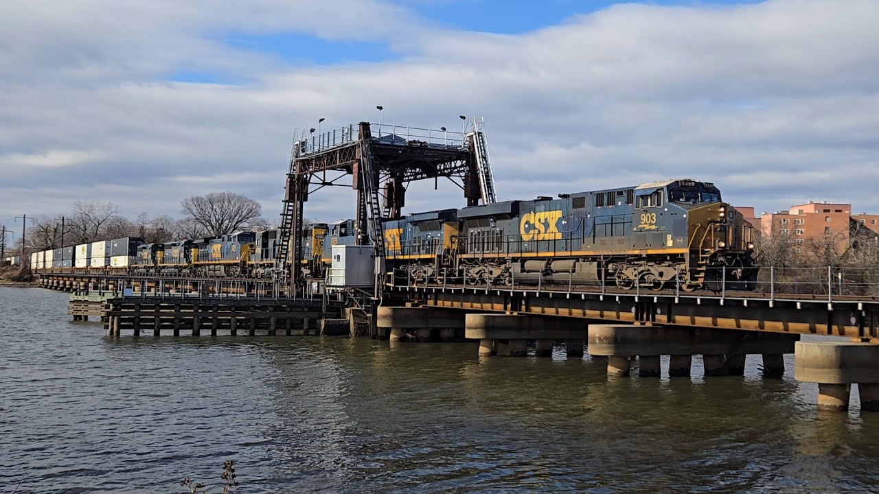 The M stands for MONSTER! Huge CSX M416-30 Crosses the Anacostia River with Six Leaders & 228 Cars