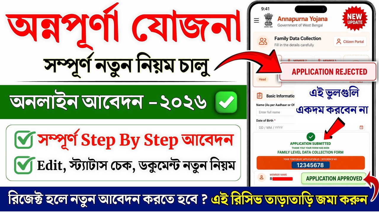 অন্নপূর্ণা যোজনা অনলাইন আবেদন 2026 | Annapurna bhandar form fill up online | Annapurna Yojana status