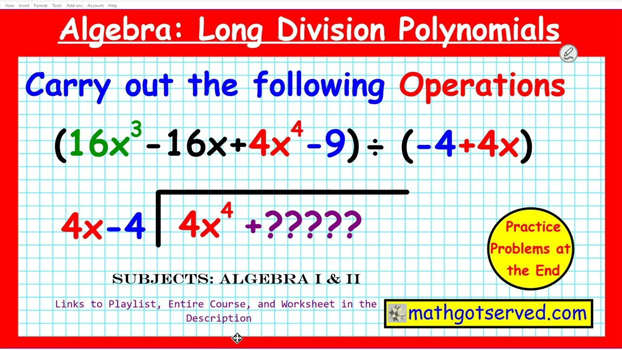 Algebra How to Divide Polynomial Long Division Mathgotserved Divide Multiply Subtract bring down ccs