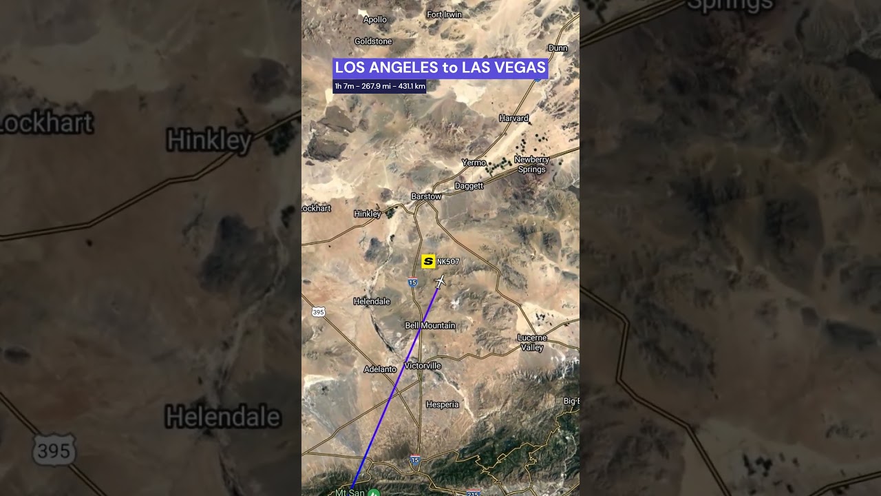 LOS ANGELES to LAS VEGAS Flight Route - Time and Distance