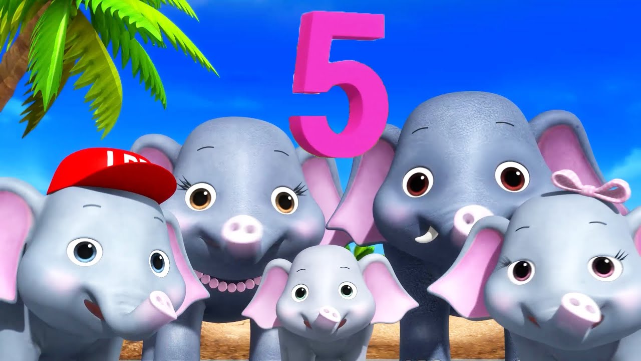 5 Elephants Having A Wash | Nursery Rhymes & Kids Songs - ABCs and 123s